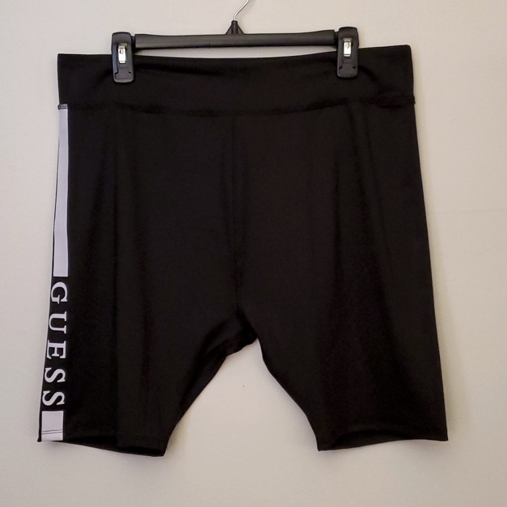 Guess bike shorts- NWT, Sz:XL, black, contains recycled fibers.